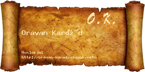 Oravan Karád névjegykártya